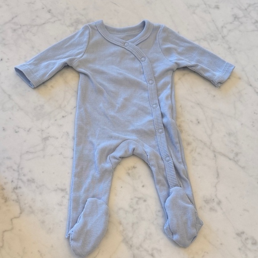 Sterling Baby Sky Blue Footed Pajama Newborn Ribbed Snap One Piece Sleeper